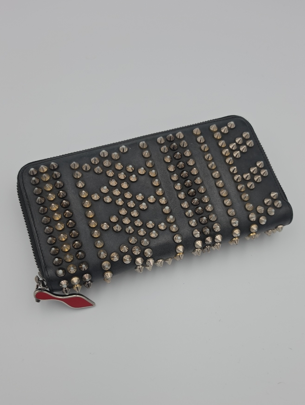 Christian Louboutin Black Studded Gold/Silver/Gun Metal Zip Long Wallet (EUC)✨️